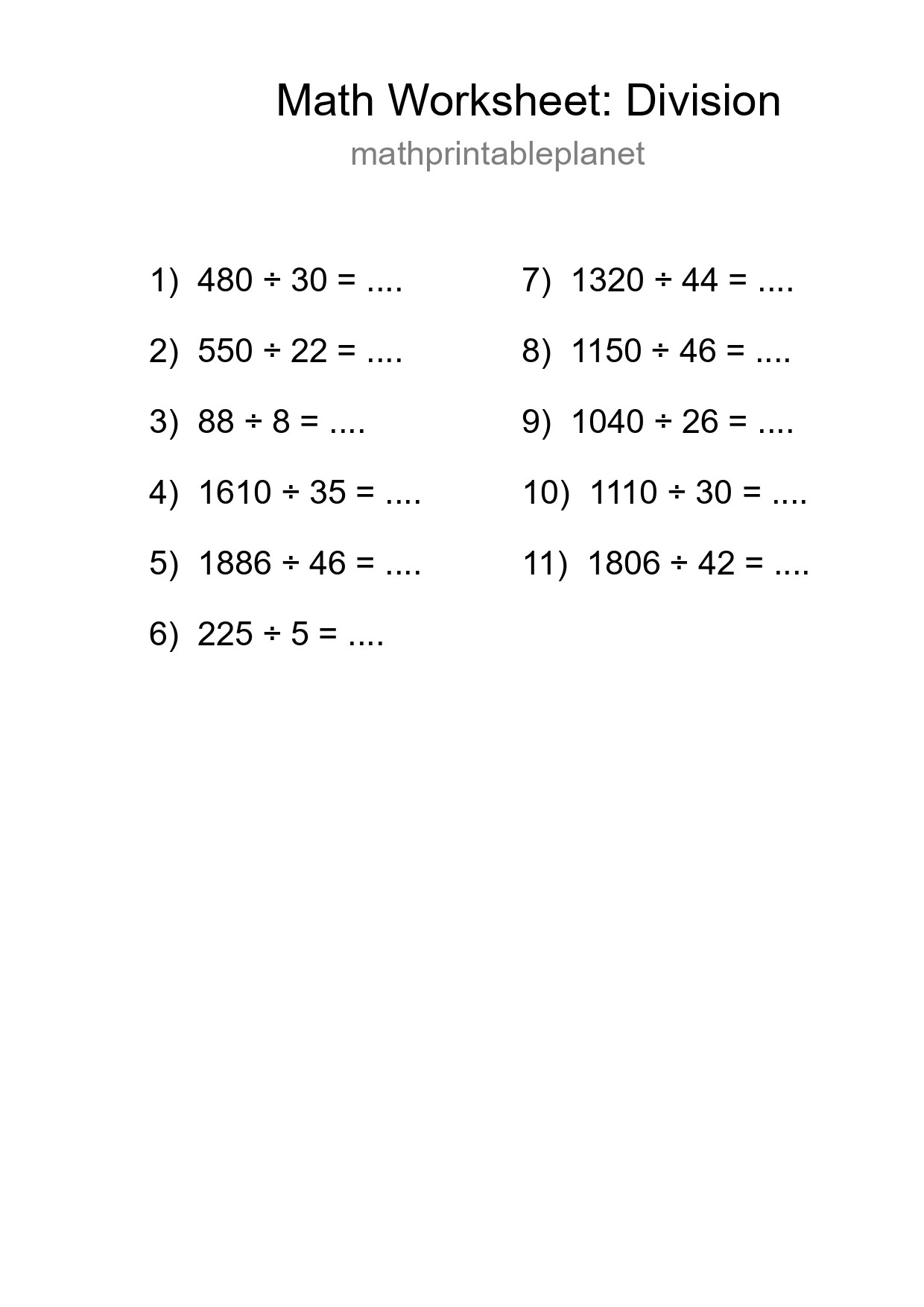 Free 11 Division Math Worksheet For Grade 2 With Answers - Part 147