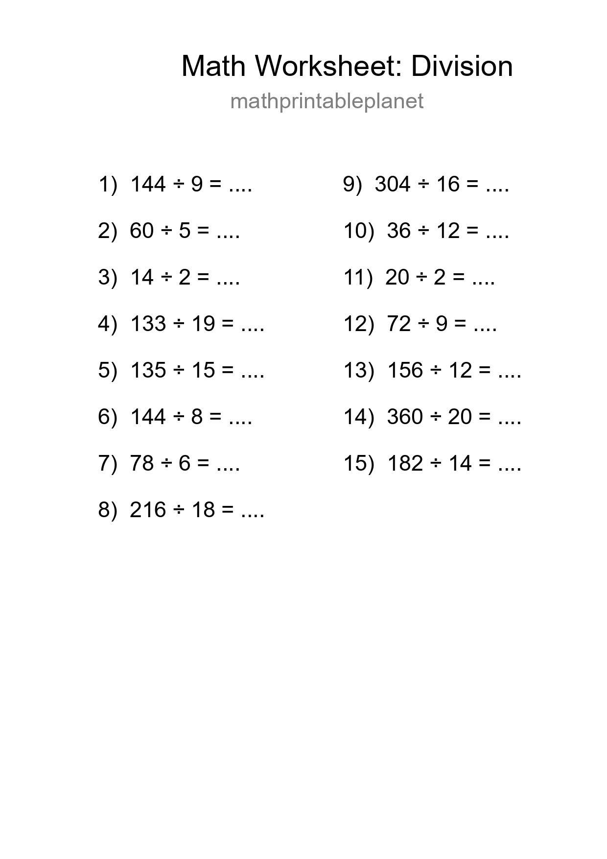 Free 15 Division Math Worksheet For Grade 2 - Part 180