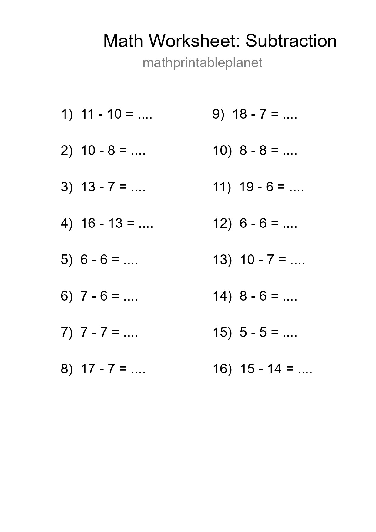 Free 16 Subtraction Math Worksheet For Grade 2 With Answers - Part 19
