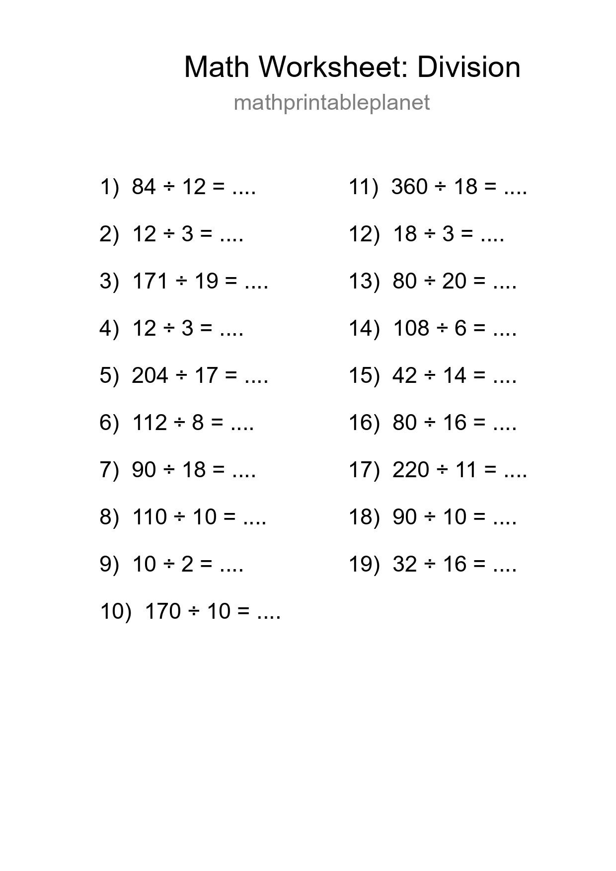 Free 19 Division Math Worksheet For Grade 2 - Part 92