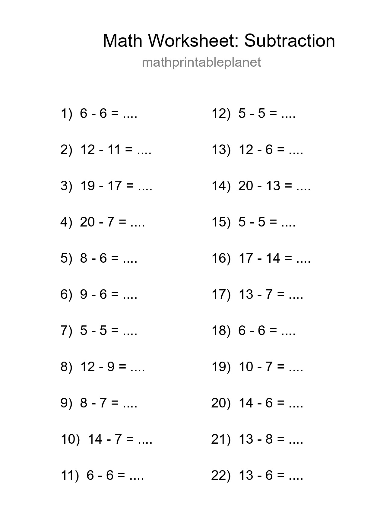 Free 22 Subtraction Math Worksheet For Grade 2 With Answers - Part 228