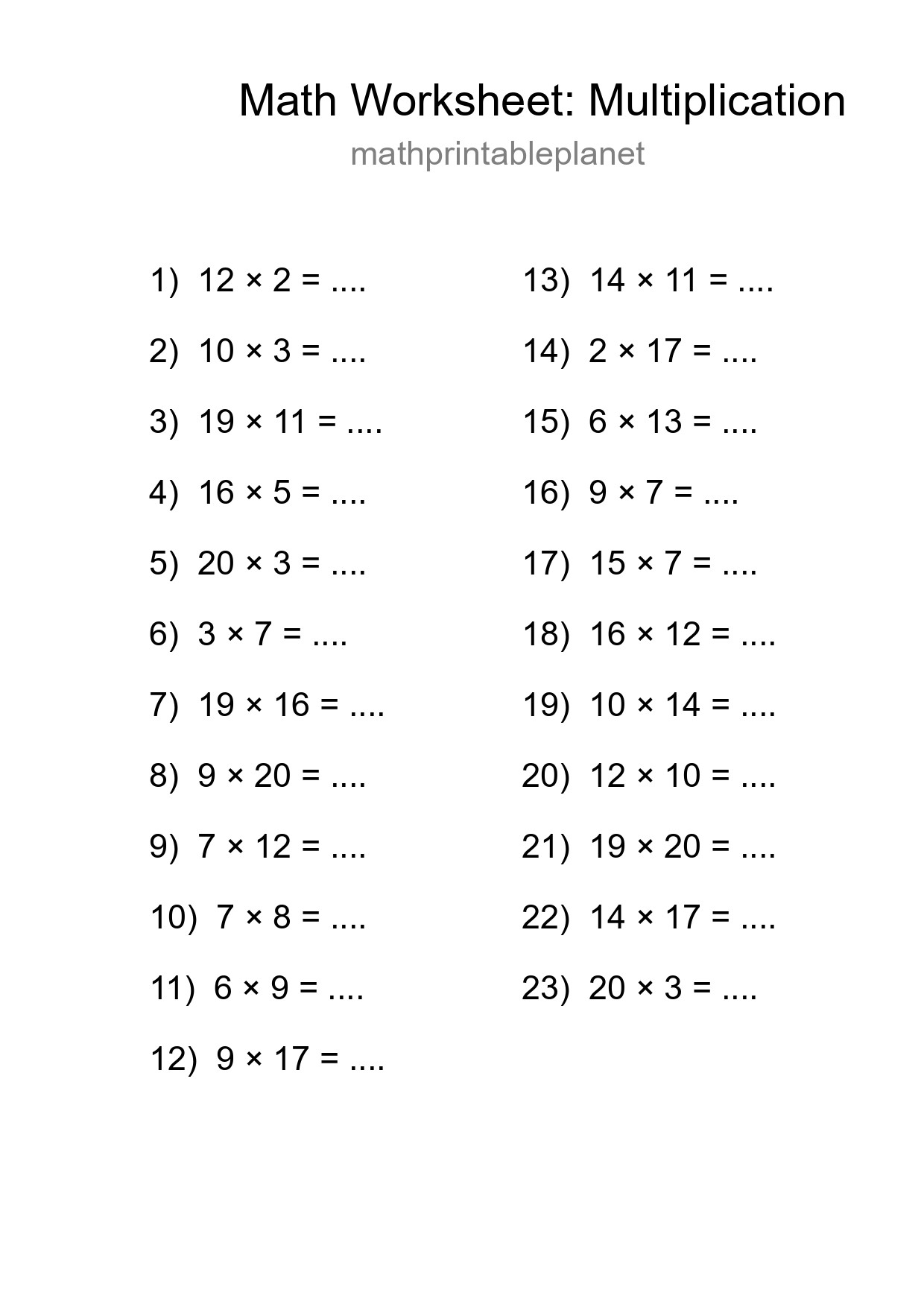 Free 23 Multiplication Math Worksheet For Grade 2 With Answers - Part 282