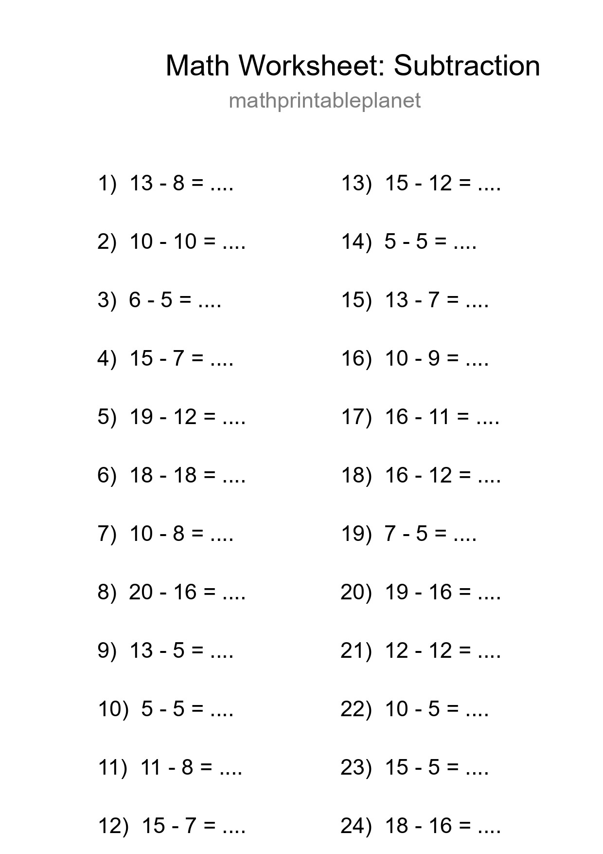 Free 24 Subtraction Math Worksheet For Grade 2 - Part 272