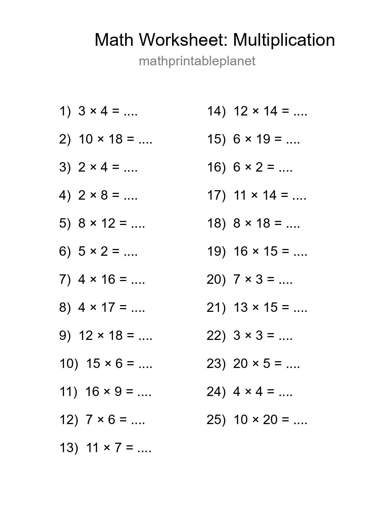 Free 25 Multiplication Math Worksheet For Grade 2 With Answers - Part 84
