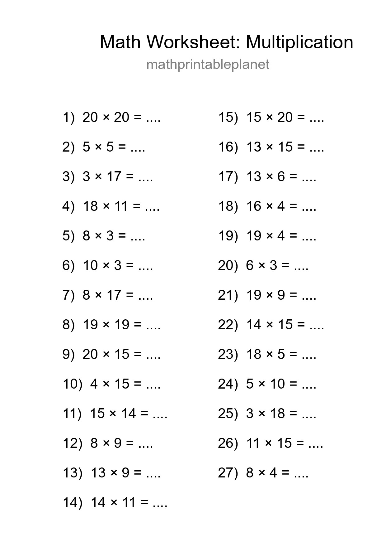 Free 27 Multiplication Math Worksheet For Grade 2 With Answers - Part 117