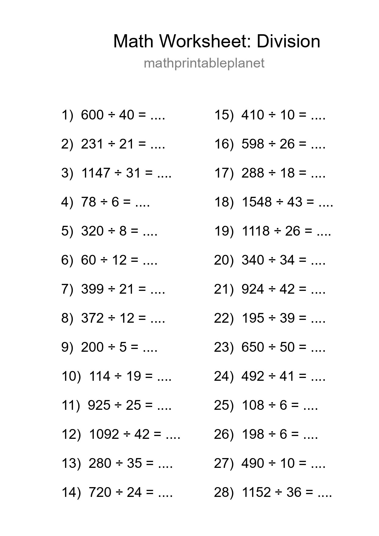 Free 28 Division Math Worksheet For Grade 2 - Part 235
