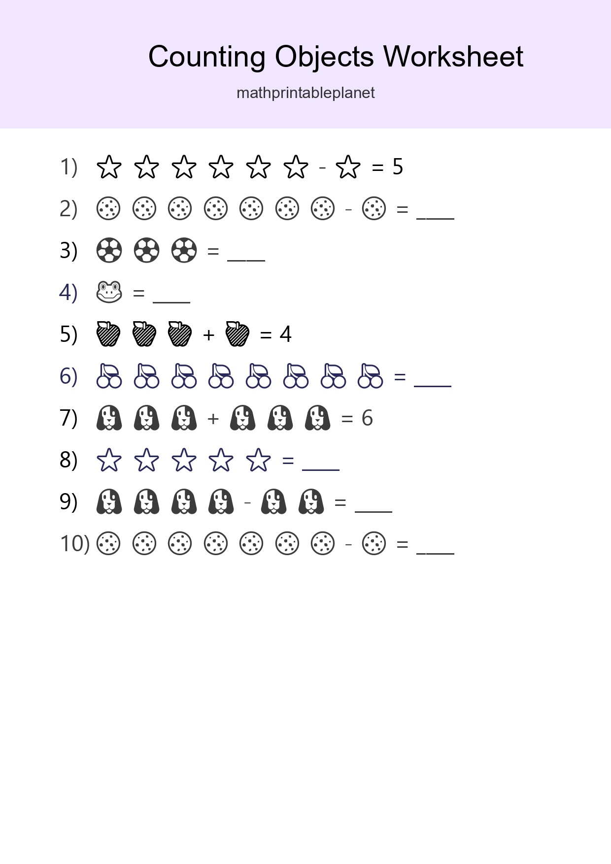 Free Counting Objects Worksheet For Kindergarten - Part 190