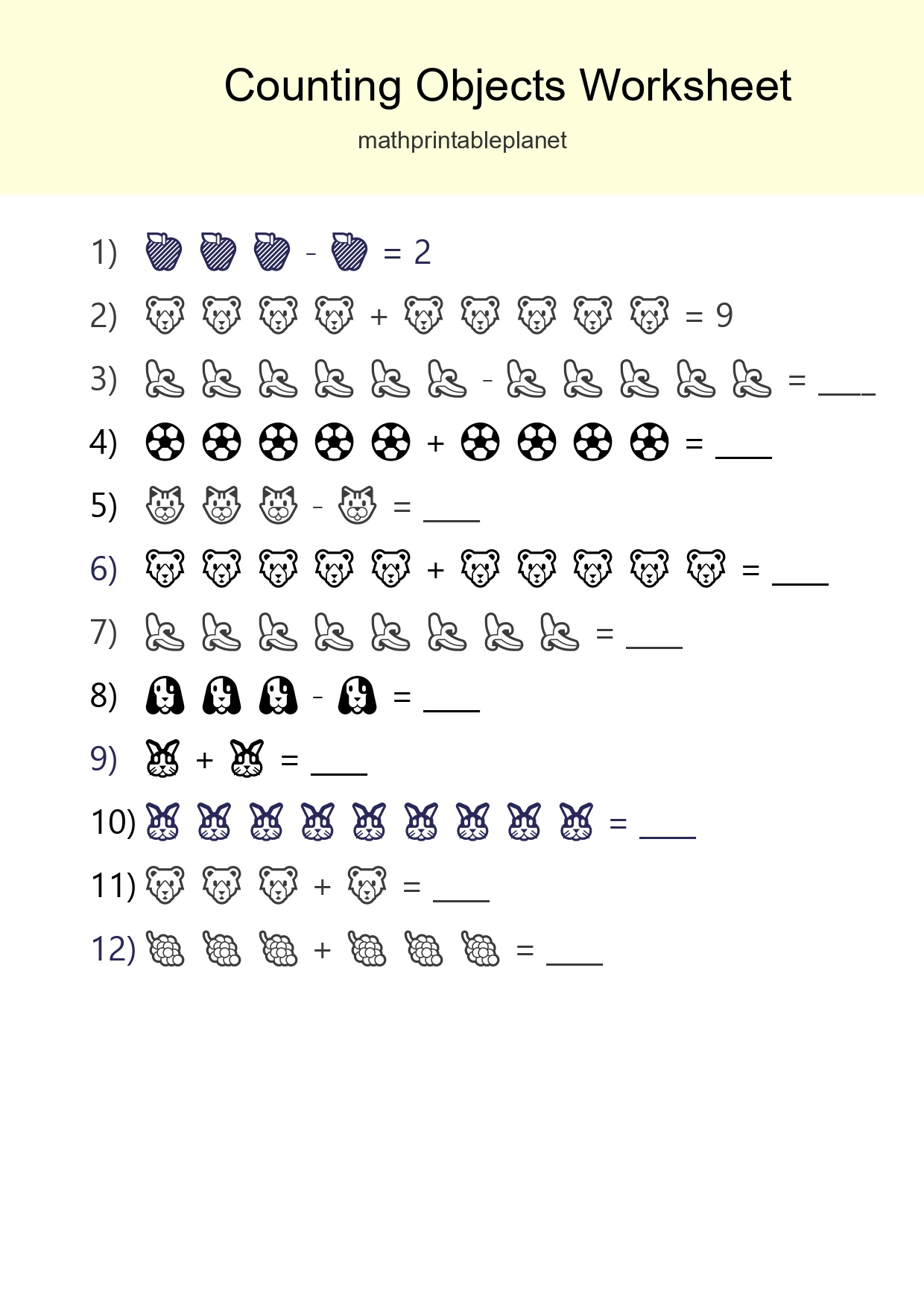 Free Counting Objects Worksheet For Kindergarten - Part 3