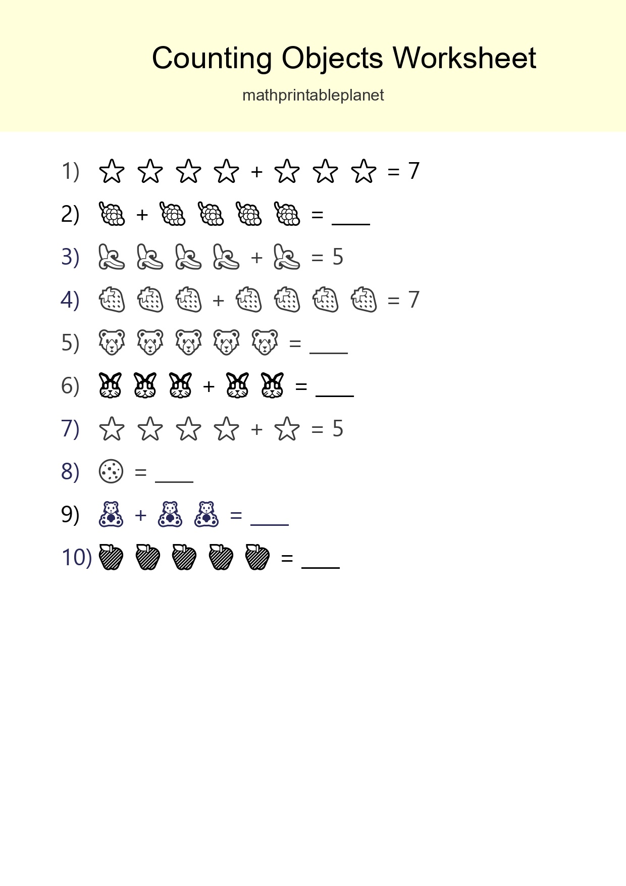 Free Counting Objects Worksheet For Kindergarten Printable - Part 14