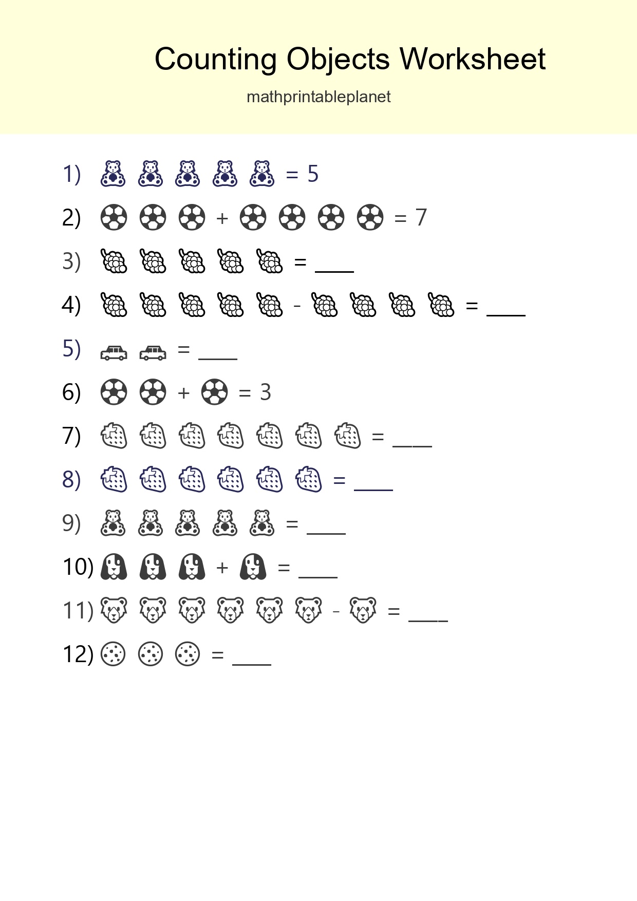 Free Counting Objects Worksheet For Kindergarten Printable - Part 80