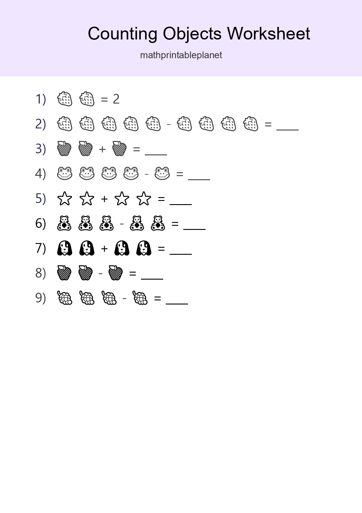 Free Counting Objects Worksheet For Pre-K Printable - Part 256