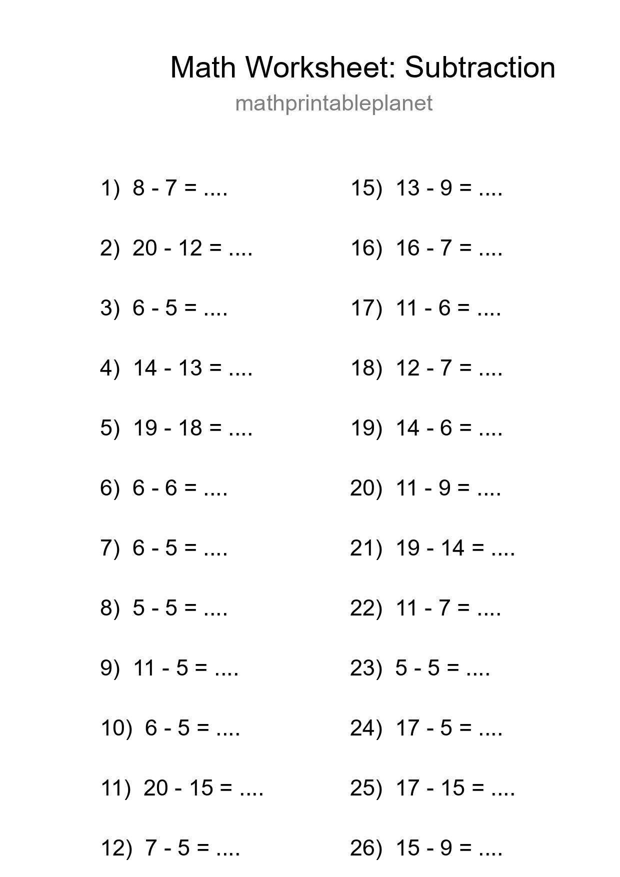 Grade 2 Subtraction Practice Worksheet (27 Problems) - Part 250