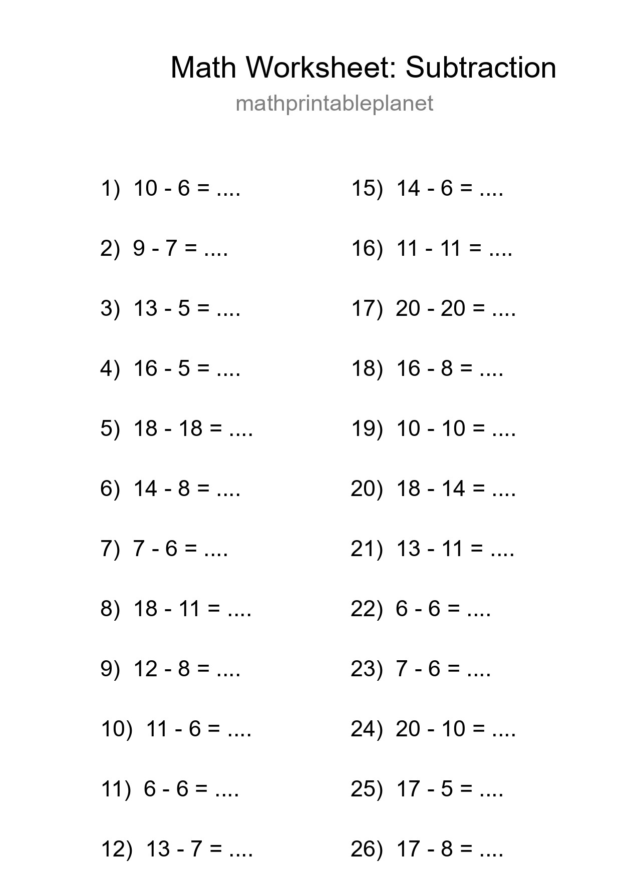 Grade 2 Subtraction Practice Worksheet (27 Problems) - Part 74