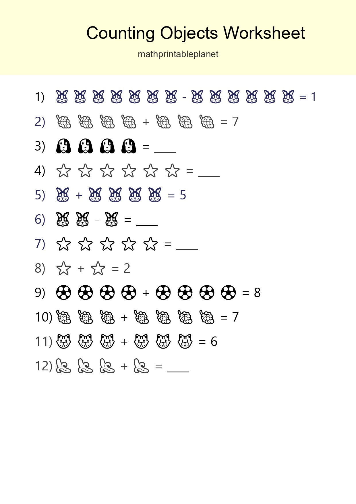 Kindergarten Count The Objects Worksheet - Part 102