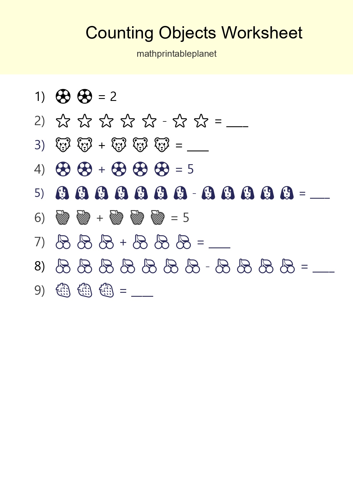 Kindergarten Count The Objects Worksheet - Part 124