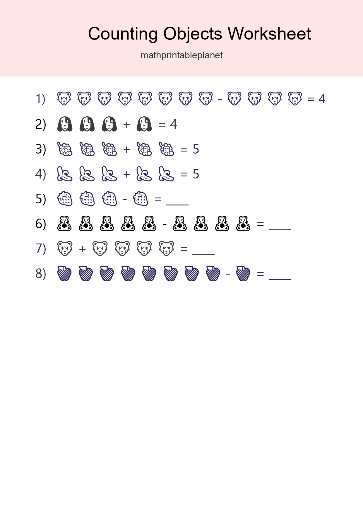 Kindergarten Count The Objects Worksheet - Part 223