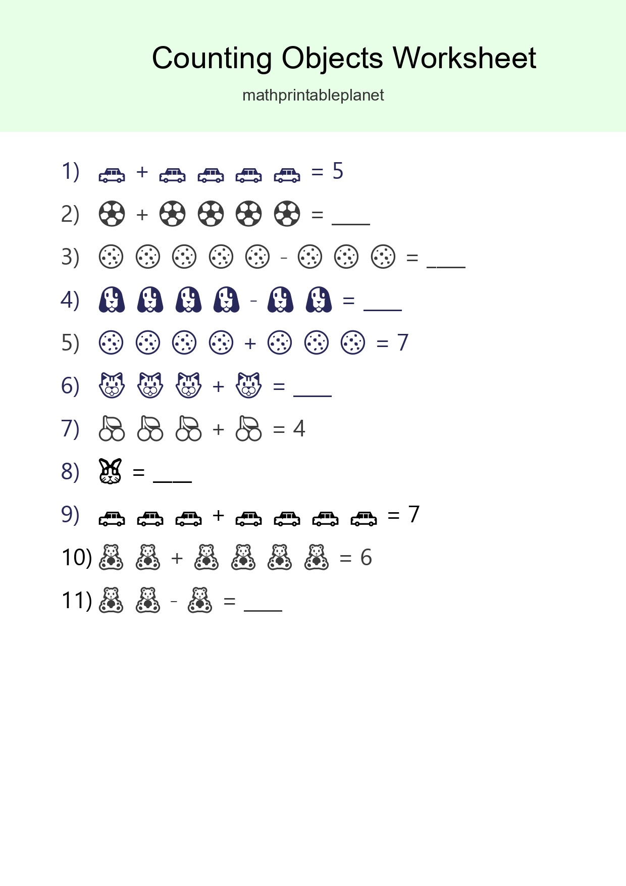 Kindergarten Count The Objects Worksheet - Part 267