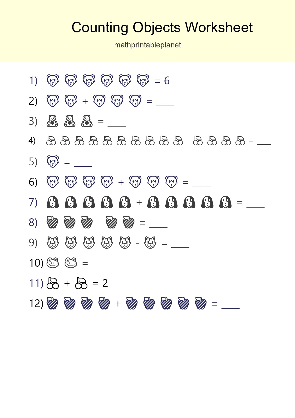 Kindergarten Count The Objects Worksheet - Part 58
