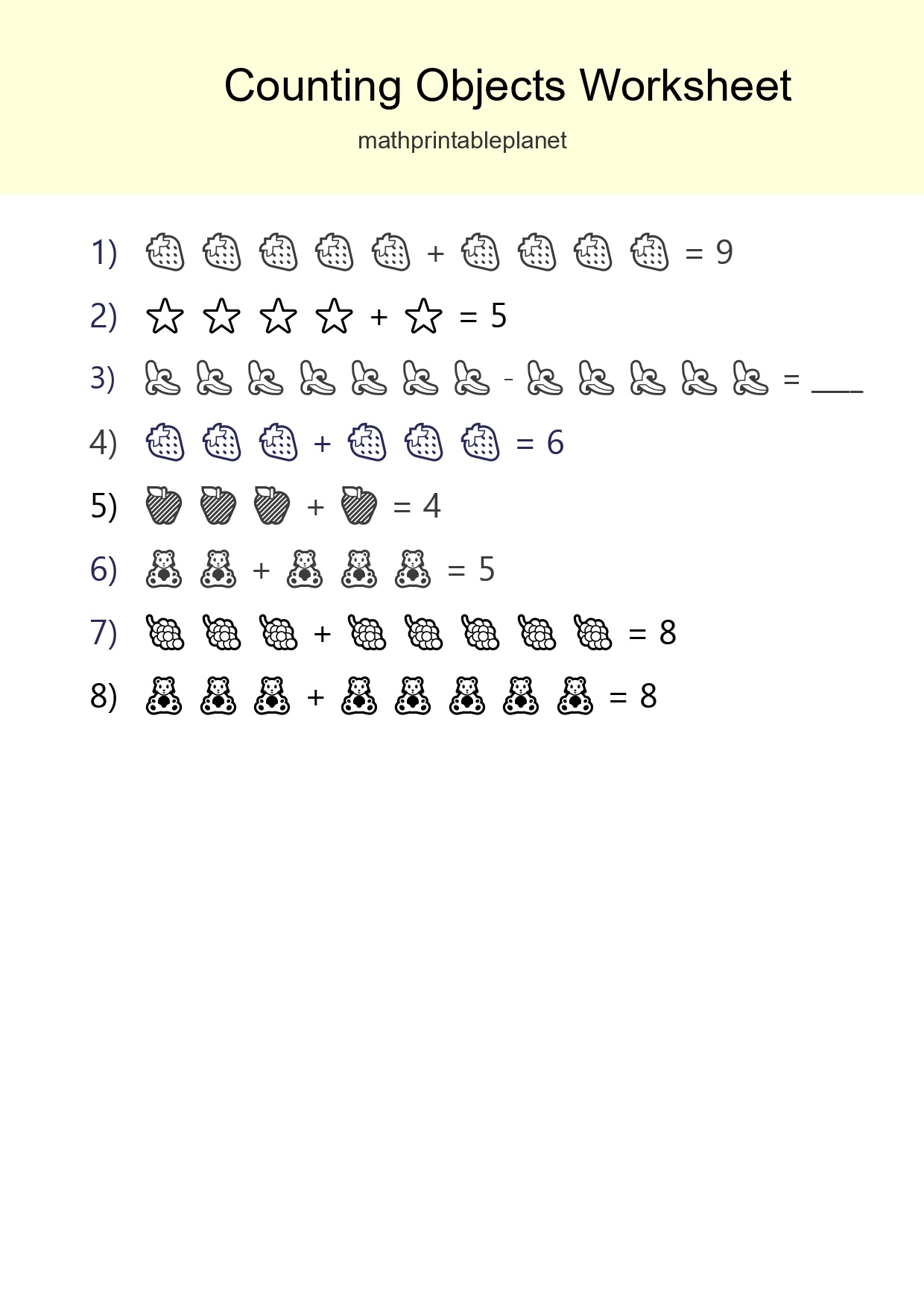Learn Counting With Pictures Worksheet (Kindergarten) - Part 113