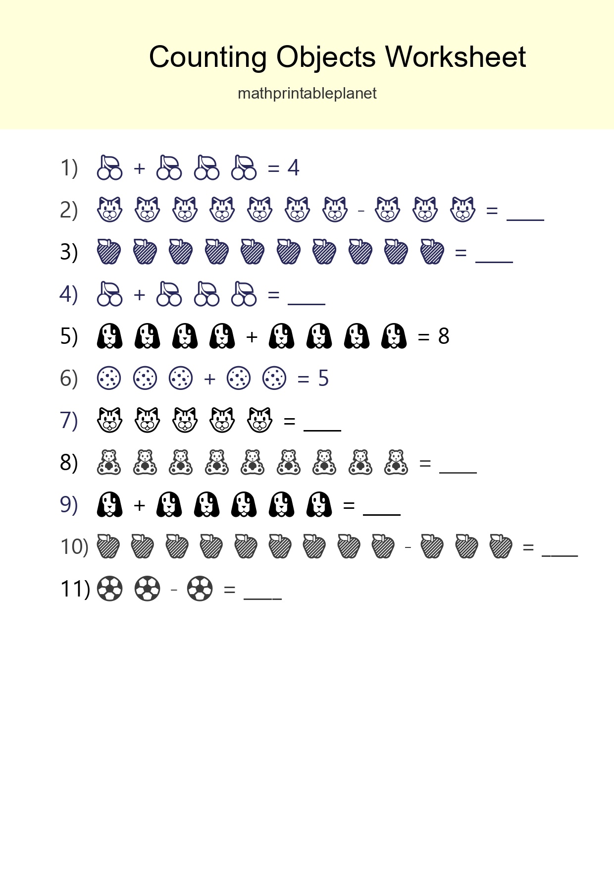 Learn Counting With Pictures Worksheet (Kindergarten) - Part 179
