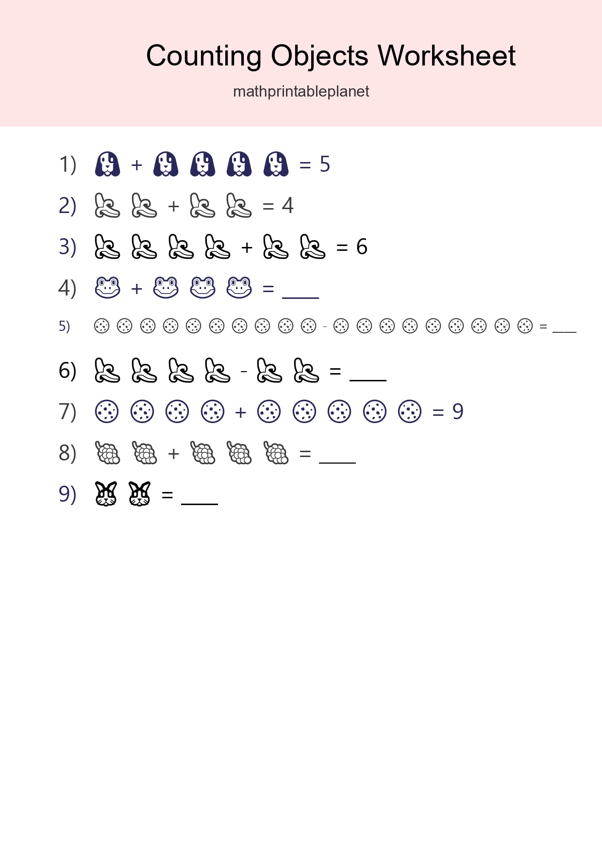 Learn Counting With Pictures Worksheet (Kindergarten) - Part 289
