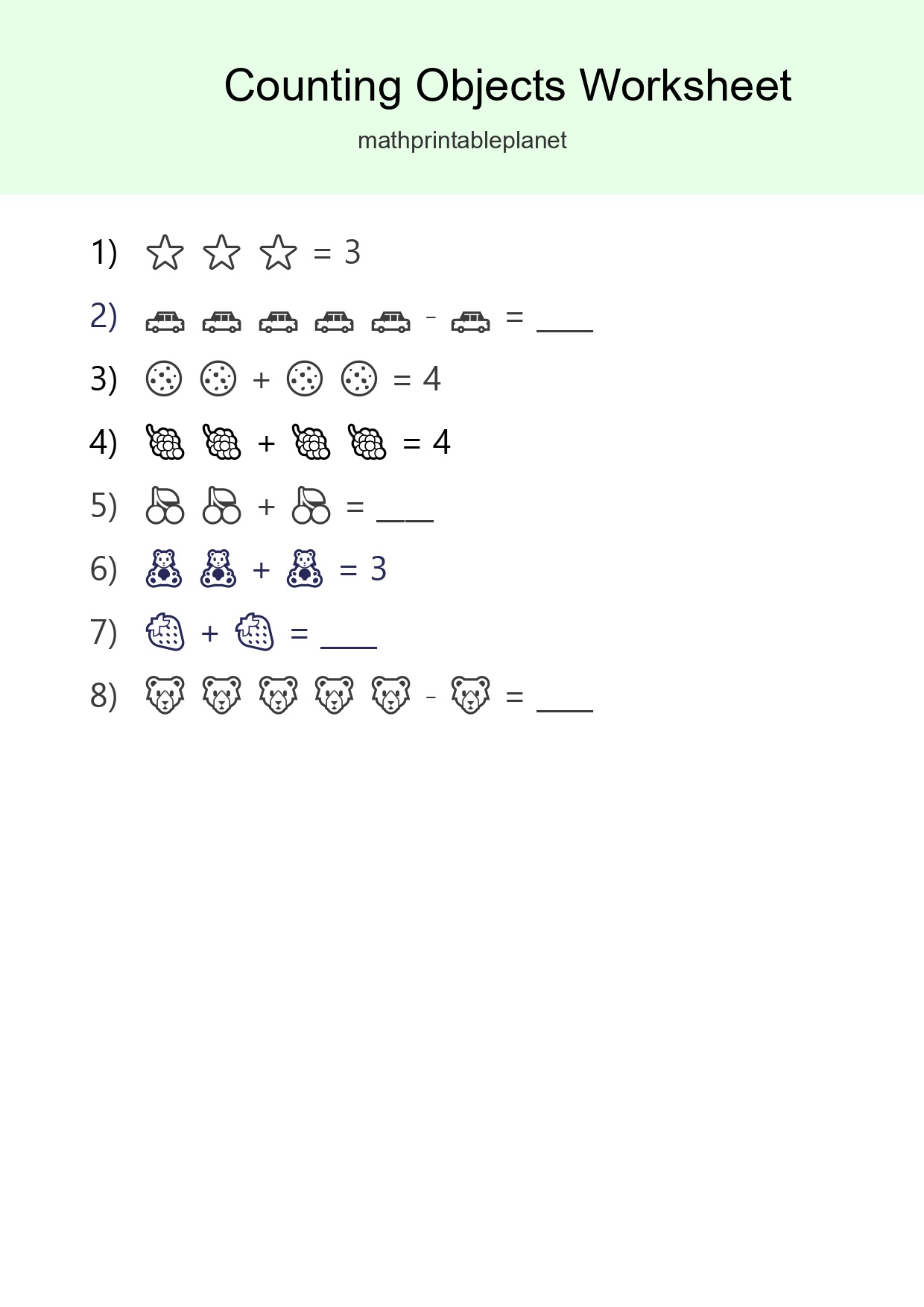 Pre-K Count The Objects Worksheet - Part 234